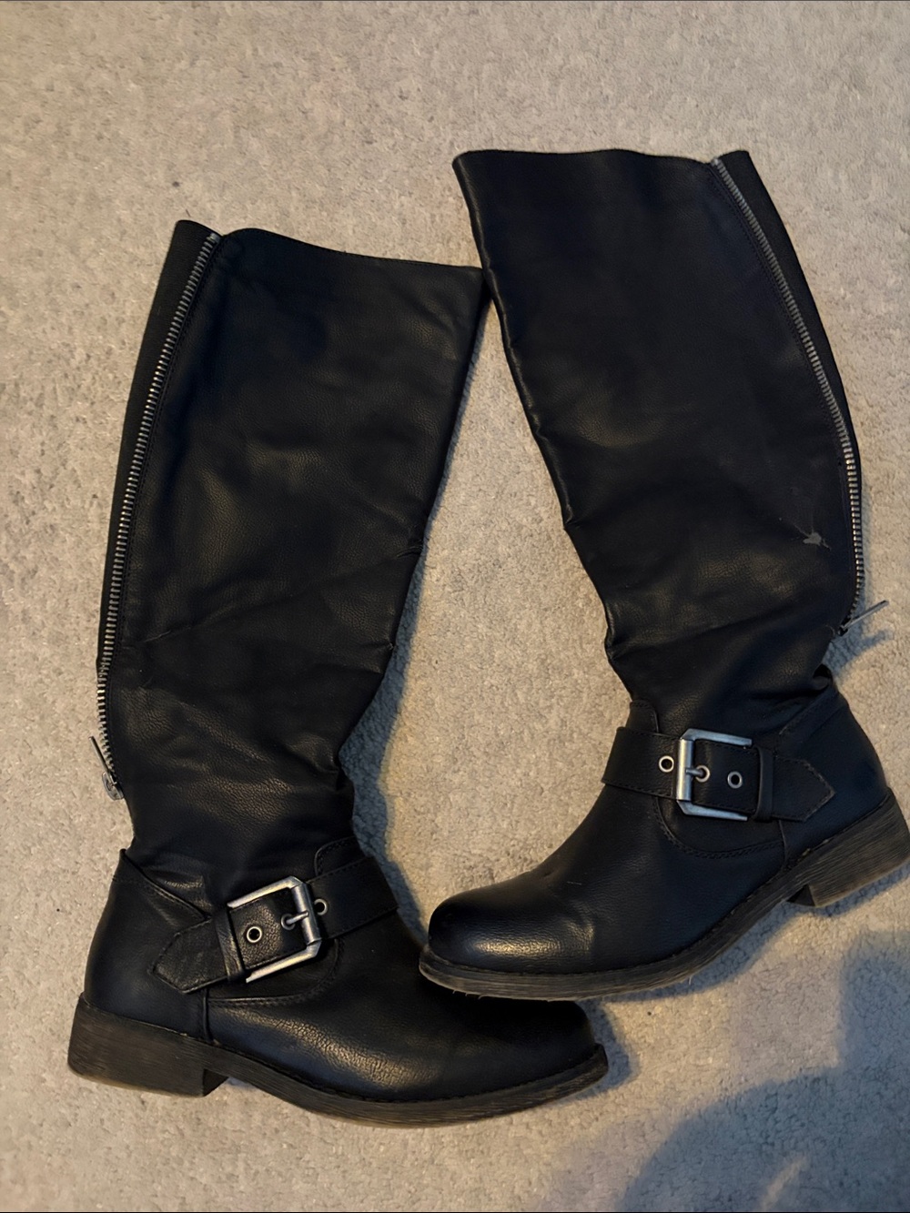 Aldo Black Tall Zipper Buckle Riding Boots